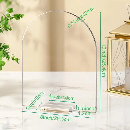 Clear Acrylic Arch Table Signs with Stands