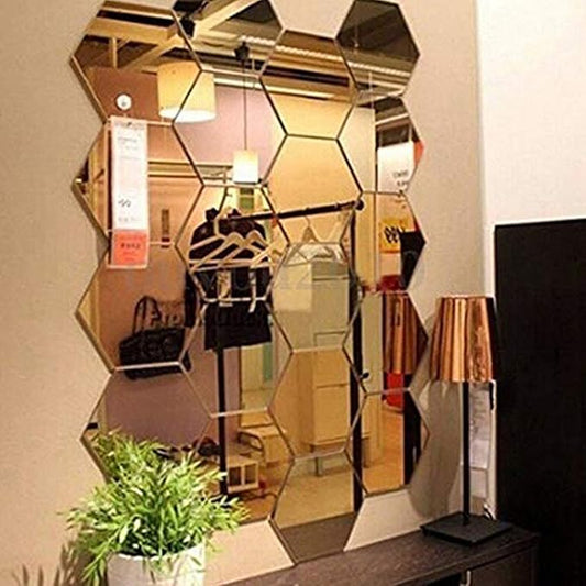 Hexagonal Acrylic Wall Mirror | Modern Home Wall Decal