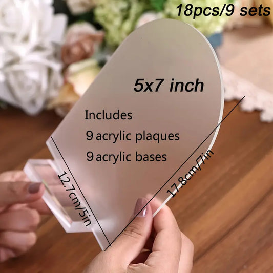 Frosted Acrylic Arched Table Plaques with Bases – Blank Plaques for DIY Wedding, Party, Anniversary, and Event Decorations | Modern, Durable Table Decor for Halloween, Christmas, and Special Occasions