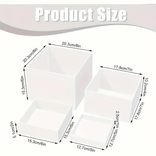 4pcs White Acrylic Display Stands - Elegant Jewelry & Dessert Organizer with Hollow Base, Perfect for Buffet Tables, Parties, and Home Decor, Dessert Display | Modern Display Stands | Sleek Finish, Jewelry Organizer Stands