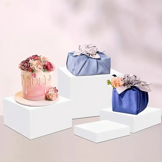 4pcs White Acrylic Display Stands - Elegant Jewelry & Dessert Organizer with Hollow Base, Perfect for Buffet Tables, Parties, and Home Decor, Dessert Display | Modern Display Stands | Sleek Finish, Jewelry Organizer Stands