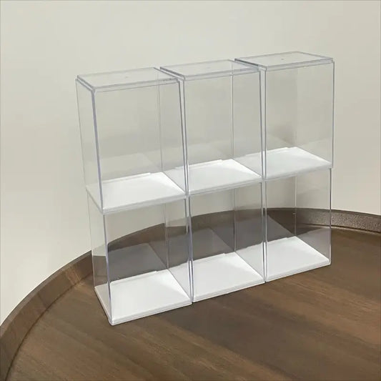 6pcs Clear Acrylic Display Boxes with Lids - Transparent Organizer Cases for Dolls, Figurines, Collectibles - Stackable Storage Boxes with Open Front, Dustproof Protection - Ideal for Home, Office, Store, or