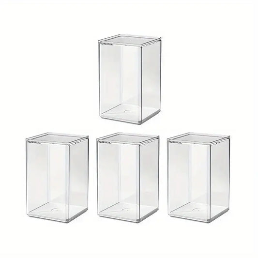 6pcs Clear Acrylic Display Boxes with Lids - Transparent Organizer Cases for Dolls, Figurines, Collectibles - Stackable Storage Boxes with Open Front, Dustproof Protection - Ideal for Home, Office, Store, or