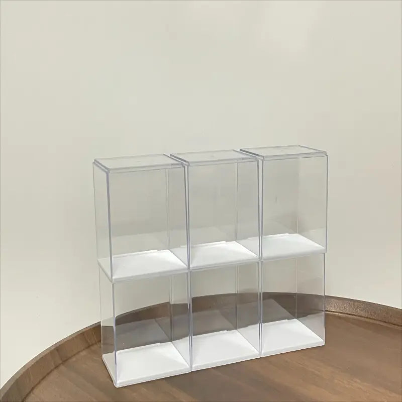 6pcs Clear Acrylic Display Boxes with Lids - Transparent Organizer Cases for Dolls, Figurines, Collectibles - Stackable Storage Boxes with Open Front, Dustproof Protection - Ideal for Home, Office, Store, or