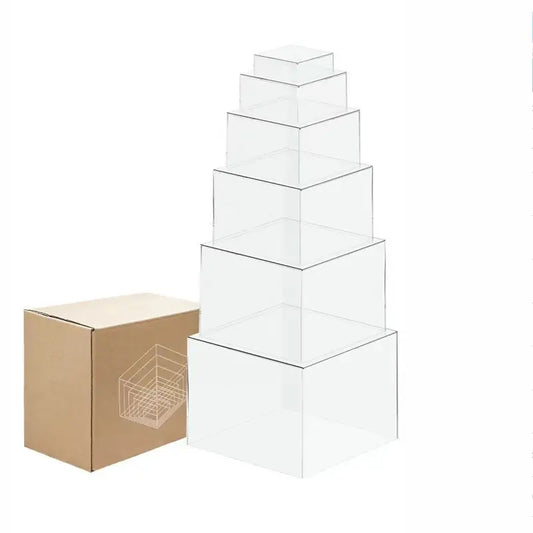 Six Transparent Acrylic Boxes for Displaying Buffet Stands And Supports, Party Food Display Stands, Buffet Tables, And Party Food Supports