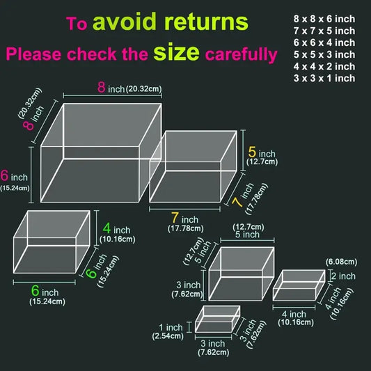 Six Transparent Acrylic Boxes for Displaying Buffet Stands And Supports, Party Food Display Stands, Buffet Tables, And Party Food Supports