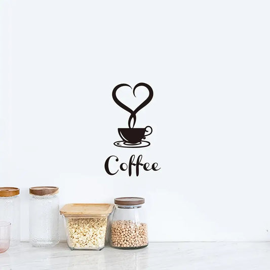 Coffee Cup & Heart, Love - Beautiful Kitchen Wall Decal - Best For Home & Restaurant
