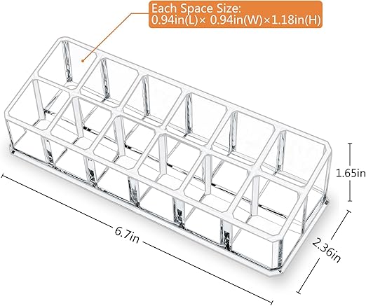 Acrylic Lipstick Holder,Small Clear Compact Lip Gloss Balm Chapstick Perfume Sample Organizer with 12 Slots