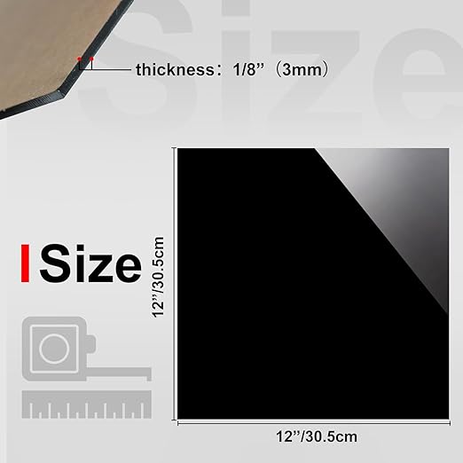 Black Acrylic Sheets, 2 Pcs | Black Plexiglass Sheets, Black Plasitc Board with Protective Paper for DIY Project, Craft, Picture Frames, Sign, Weding invitaton