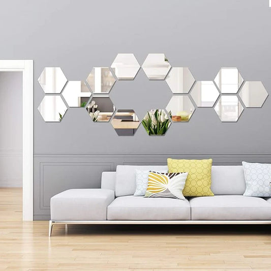 Large Hexagon Acrylic Mirror | 15 pieces | Modern Home Mirror