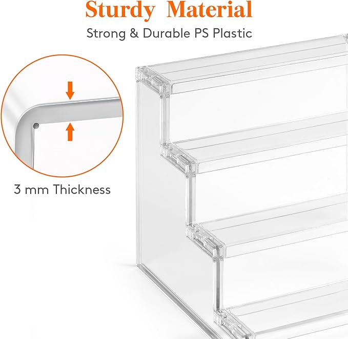 Lifewit 4 Tier Clear Display Stand, Pack of 1 Plastic Display Stands, Plastic Organizers for Figures, Cupcake, Perfume, Dessert, Organization and Decoration