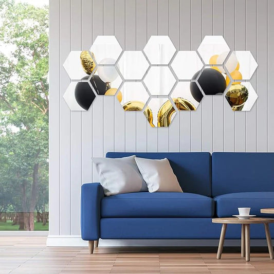 Large Hexagon Acrylic Mirror | 15 pieces | Modern Home Mirror
