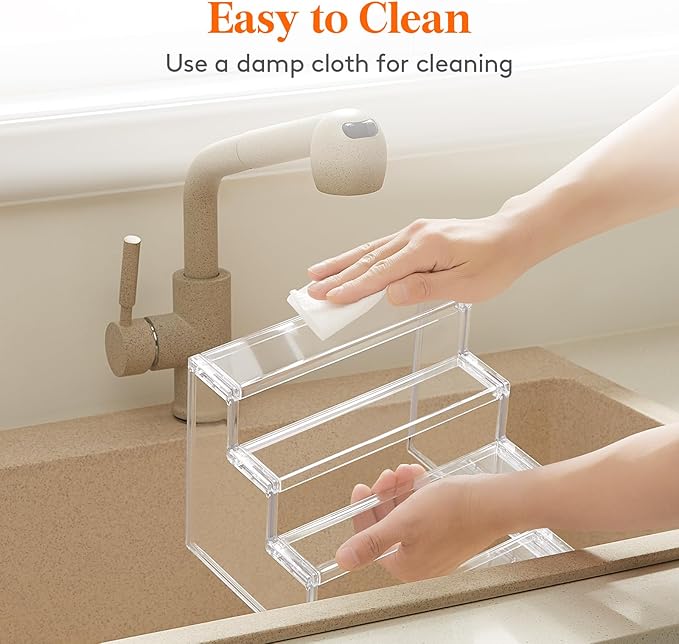 Lifewit 4 Tier Clear Display Stand, Pack of 1 Plastic Display Stands, Plastic Organizers for Figures, Cupcake, Perfume, Dessert, Organization and Decoration