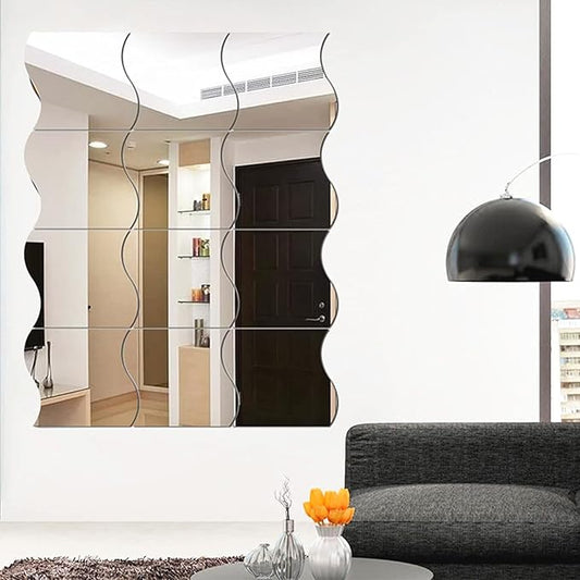 Wavy Design Mirror Wall - Modern Home Wall Decor - Best For Home and Office
