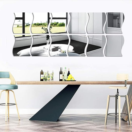 Wavy Design Mirror Wall - Modern Home Wall Decor - Best For Home and Office