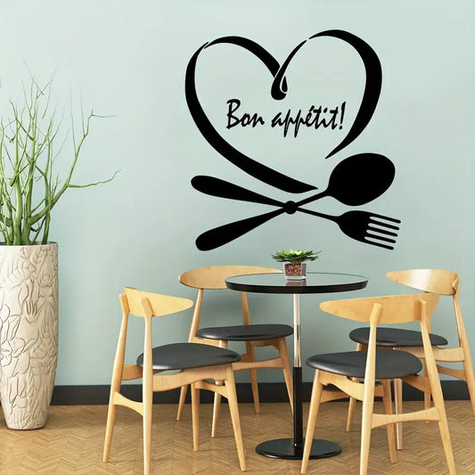 Spoon & Fork with Heart - Beautiful Kitchen Wall Decal - Best For Home & Restaurant