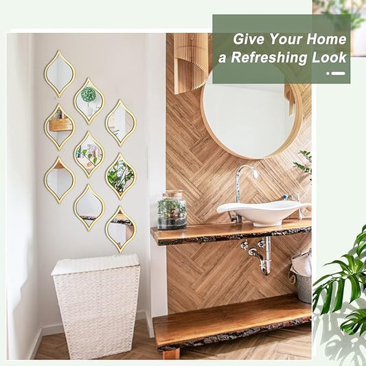 TeaDrop Design Mirror Wall | 9 pieces | - Modern Home Wall Decor - Best For Home and Office