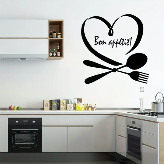 Spoon & Fork with Heart - Beautiful Kitchen Wall Decal - Best For Home & Restaurant