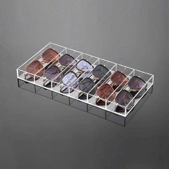 Premium Grade Acrylic Sunglasses Display Organizer, 6 Slot Clear Eyeglasses Storage Case Tray