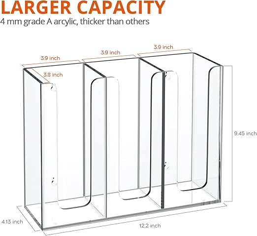 Clear Acrylic Coffee Cup and Lid Organizer – 3 Compartment Storage Holder for Countertops