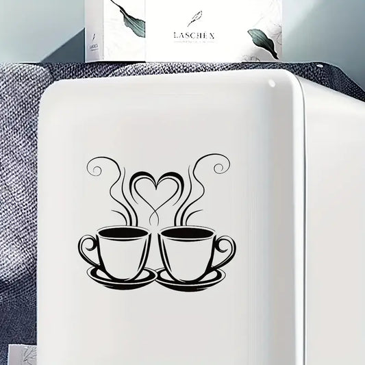 Coffee Cups With Hearts - Beautiful Kitchen Wall Decal - Best For Home & Restaurant