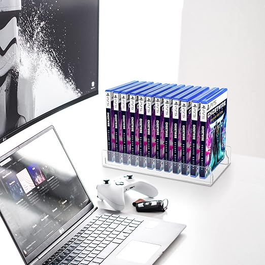 Acrylic Video Game Storage Organizer Stand for PS5, PS4, PS3, Game Storage, PS5 Game Holder, Game Box, Display Stand, Fits up to 12 Games (Clear)