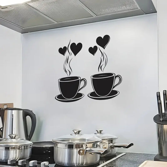 Coffee With Hearts & Love - Beautiful Kitchen Wall Decal - Best For Home & Restaurant