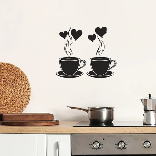 Coffee With Hearts & Love - Beautiful Kitchen Wall Decal - Best For Home & Restaurant