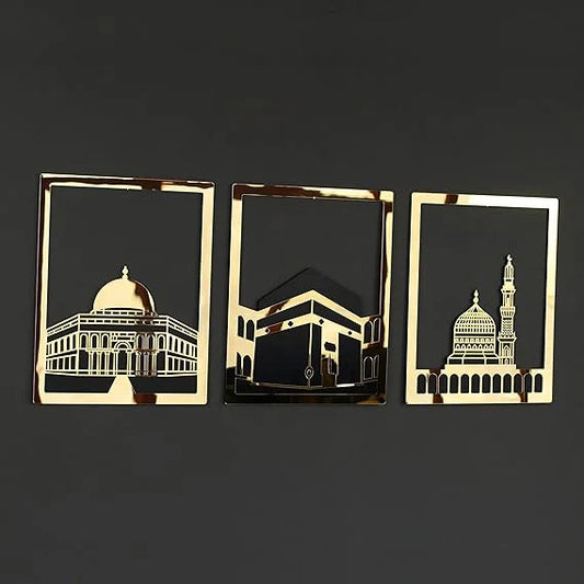 Masjid Al Aqsa, Masjid Al-Haram & Masjid An-Nabawi Islamic Wall Art | Acrylic Kaaba Wall Decor