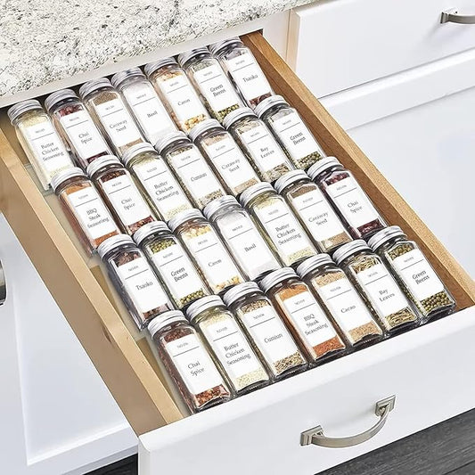11" Spice Drawer Organizer, 4 Tier Clear Acrylic Seasoning Jars Drawer Insert, Kitchen Drawer Spice Rack Tray for Cabinet/Countertop