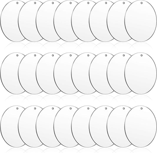 24 Pieces 4 Inch Acrylic Keychain Blanks 0.06 Inch Thick Acrylic Circles Clear Disc Ornaments Blanks with Hole Acrylic Transparent Circle Discs for DIY Keychain and Craft Projects Supplies (4 Inch)