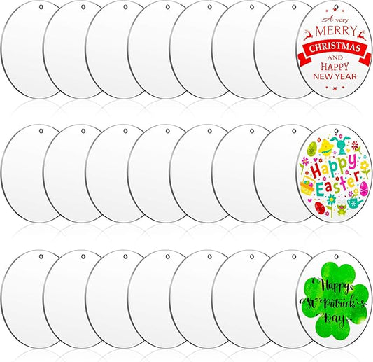 24 Pieces 4 Inch Acrylic Keychain Blanks 0.06 Inch Thick Acrylic Circles Clear Disc Ornaments Blanks with Hole Acrylic Transparent Circle Discs for DIY Keychain and Craft Projects Supplies (4 Inch)