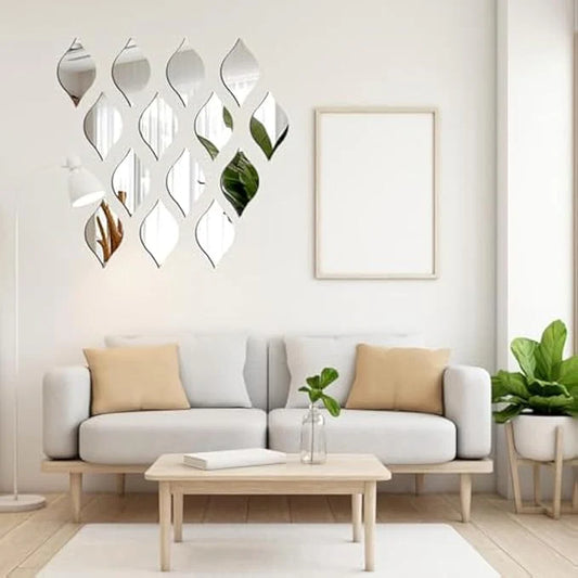 Leaf Design Acrylic Mirror - Set of 10 - Home Decor Wall Mirror