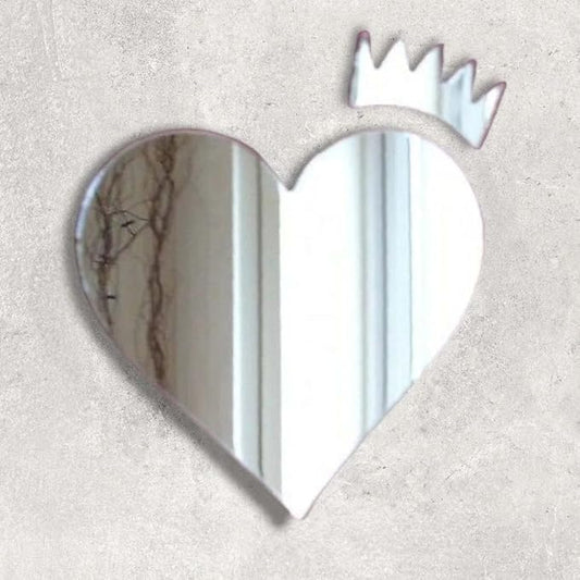 Heart-Shaped Acrylic Mirror Wall Art with Crown - Best For Bedroom