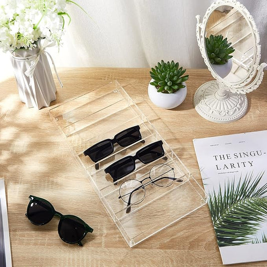 Acrylic Sunglass Organizer, 6 Slot Eye Glasses Storage Display Case Stackable Eyewear Drawer Organizer Tray