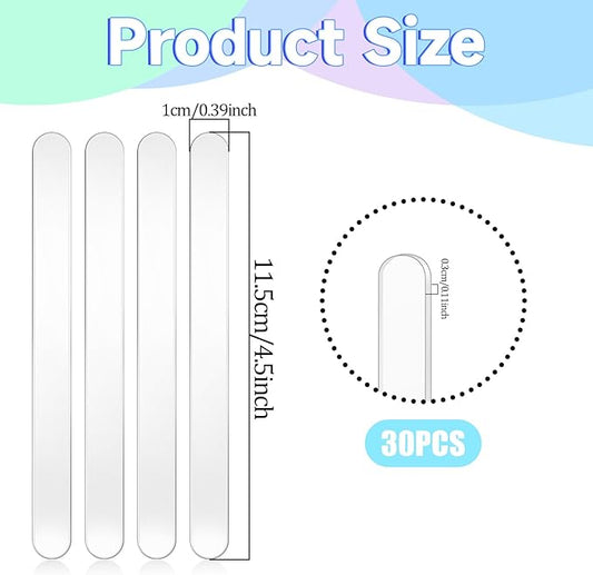 30 Pcs Clear Acrylic Sticks – Reusable Transparent Sticks for Cake Pops, Candy, Ice Pops & DIY Party Crafts
