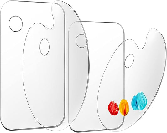 4 Pcs Clear Acrylic Paint Palettes – Premium Transparent Non-Stick Pallet for Oil, Watercolor & DIY Craft Painting