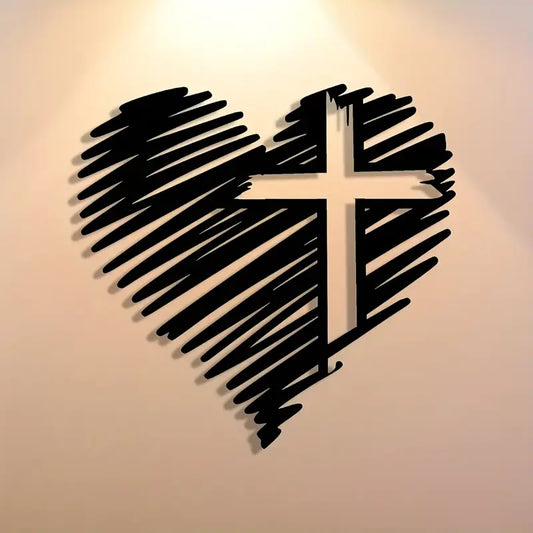 Heart With Jesus Cross - Christian Home Decal - Christmas Decoration