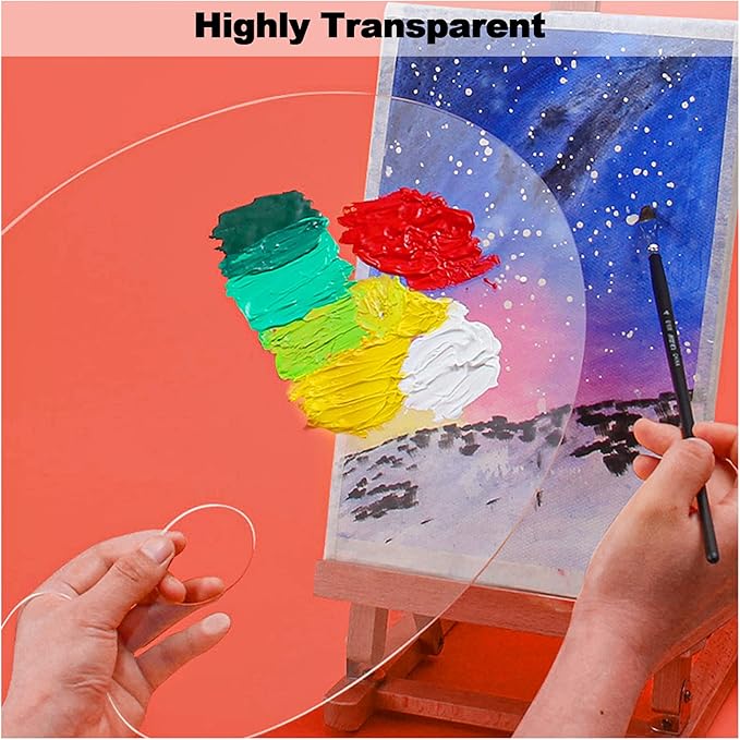 4 Pcs Clear Acrylic Paint Palettes – Premium Transparent Non-Stick Pallet for Oil, Watercolor & DIY Craft Painting