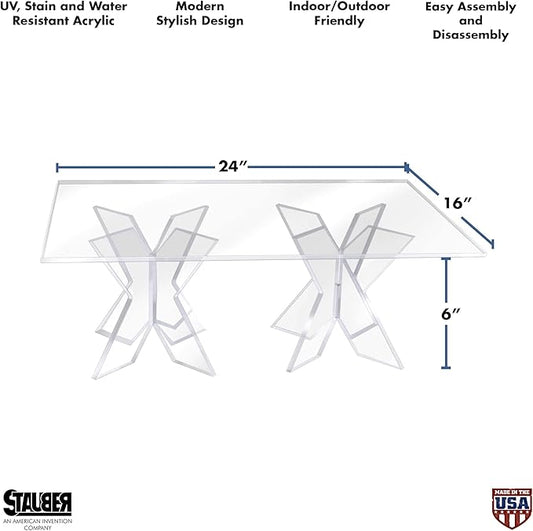 Acrylic Display Stand - Buffet Serving Tray Riser - Cupcakes, Pastries, Appetizers (Rectangle, 24" x 16")