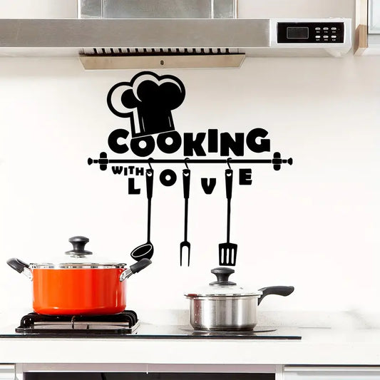 Cook With Love - Beautiful Kitchen Wall Decal - Best For Home & Restaurant