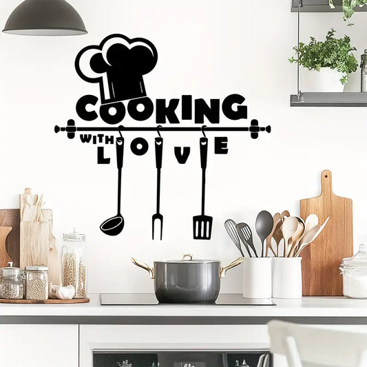 Cook With Love - Beautiful Kitchen Wall Decal - Best For Home & Restaurant