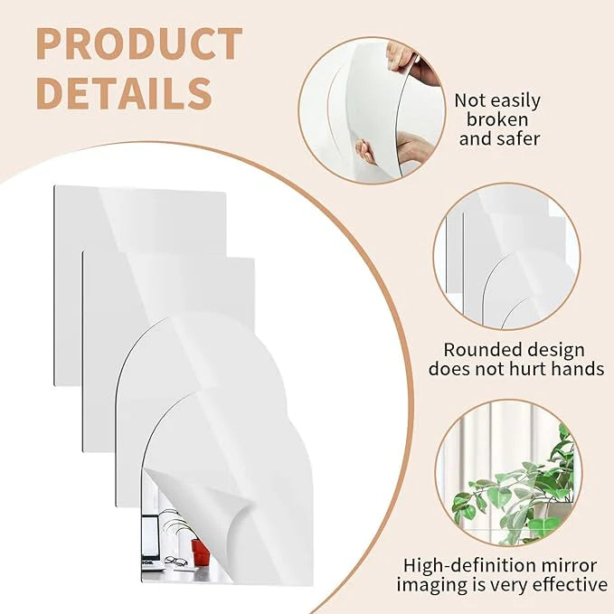 Four Pieces Square Shape Wall Acrylic Mirror - Modern Home Decoration Mirror