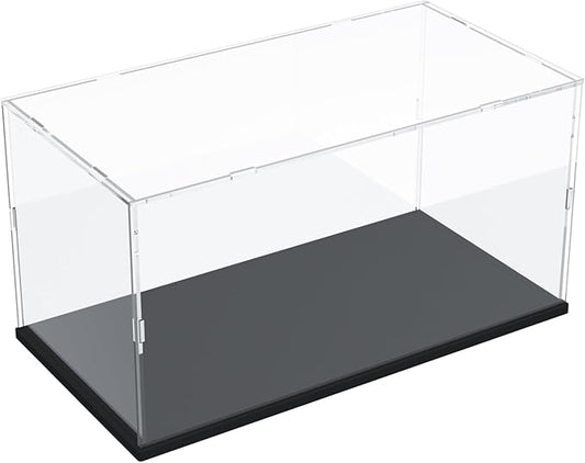 Acrylic Display Case with Black Base for Lego | Clear Acrylic Display Box for Collectibles Dustproof Protection Showcase (Black, 40x20x20 cm / 15.7x7.9x7.9 inch)