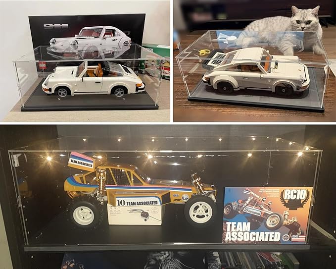 Acrylic Display Case with Black Base for Lego | Clear Acrylic Display Box for Collectibles Dustproof Protection Showcase (Black, 40x20x20 cm / 15.7x7.9x7.9 inch)