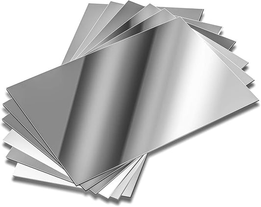 12 Pack School Mirrors Plastic Mirror Decor Flexible Mirror Sheets Self Adhesive Mirror Tiles Silver Mirror Board Card for School Educational or Home Decor