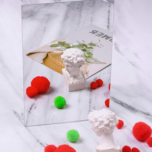 12 Pack School Mirrors Plastic Mirror Decor Flexible Mirror Sheets Self Adhesive Mirror Tiles Silver Mirror Board Card for School Educational or Home Decor