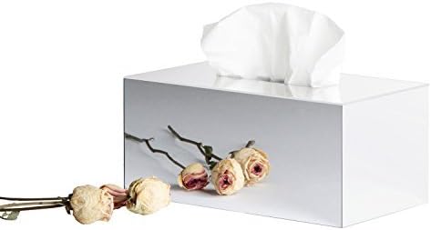 JackCubeDesign Acrylic Mirror Tissue Box Holder – Rectangle Storage Case & Napkin Organizer