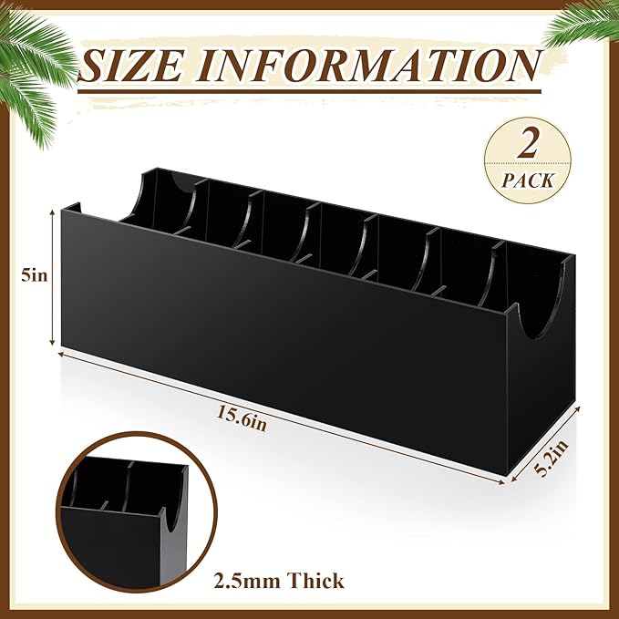 2 Pcs Belt Organizer Acrylic Belt Storage Holder 7 Compartments Christmas Display Case Belt Container Holder for Closet and Drawer, Belt Watch Storage Holder Accessories