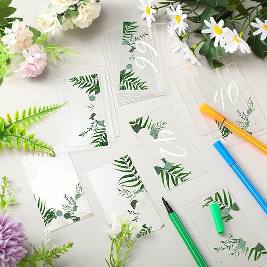 120 Pcs Clear Acrylic Wedding Place Cards Acrylic Table Number Card Blank Name Plate Seating Chart Sign for Wedding DIY Table Setting Banquet Party(Rectangular Style)